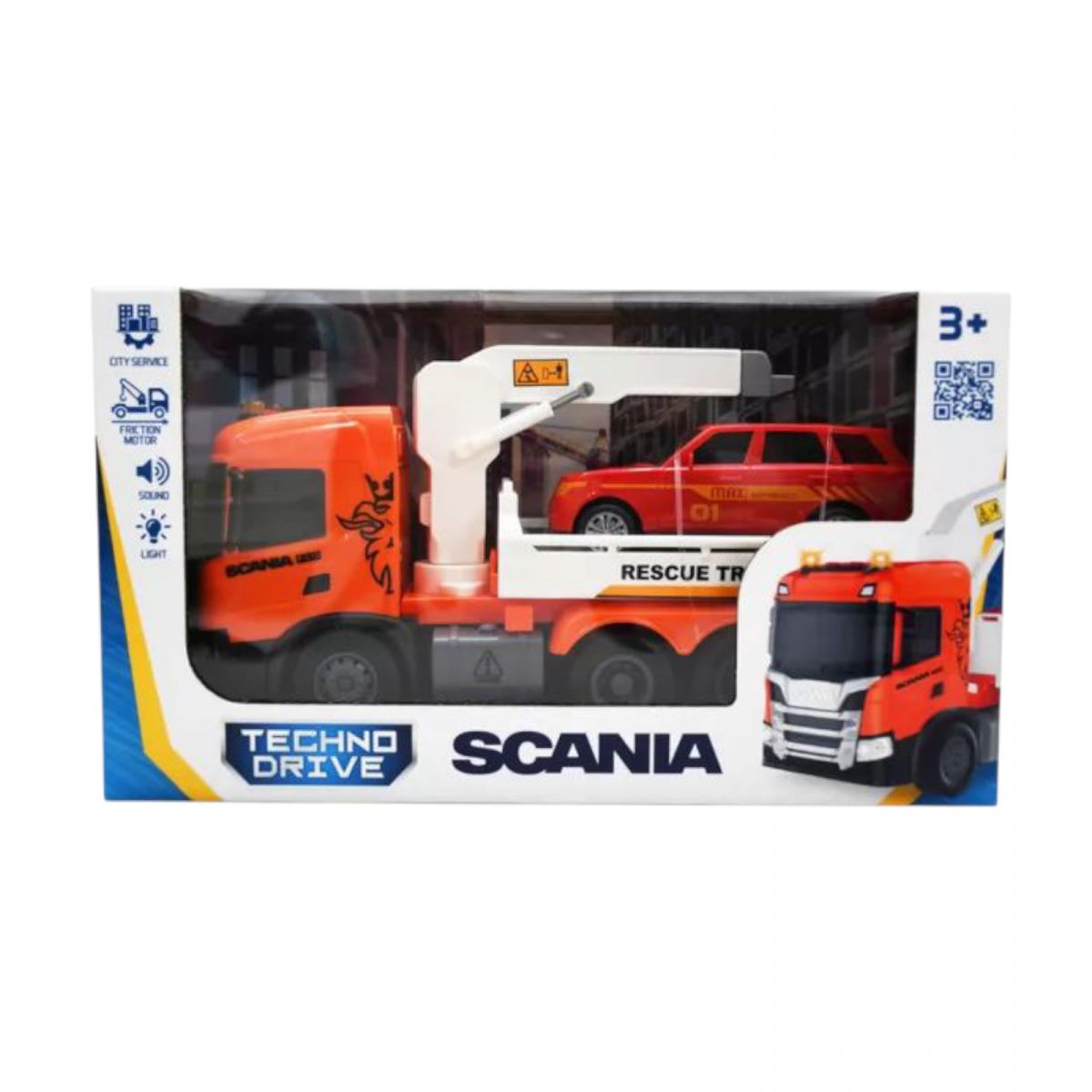 Ігровий набір серії Big Truck" – Евакуатор Scania з машиною (світло, звук)" фото 2 Ігровий набір серії Big Truck" – Евакуатор Scania з машиною (світло, звук)" фото 2