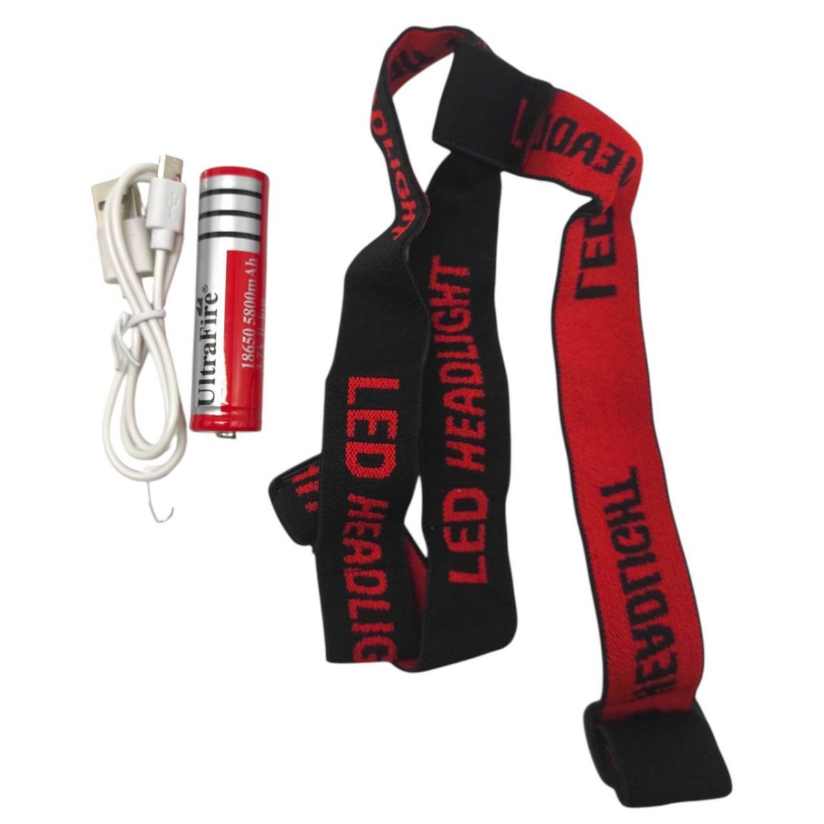 Ліхтарик світлодіодний налобний, акмулятор, USB, в коробці  фото 2