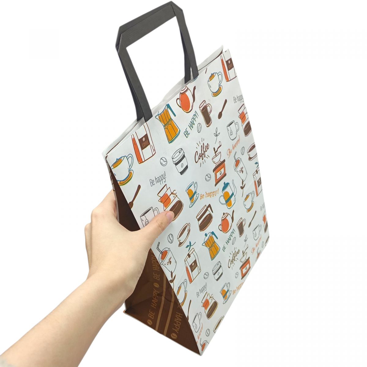 Пакет паперовий з ручками Крафт білий 25х15х34,5 см.  фото 2