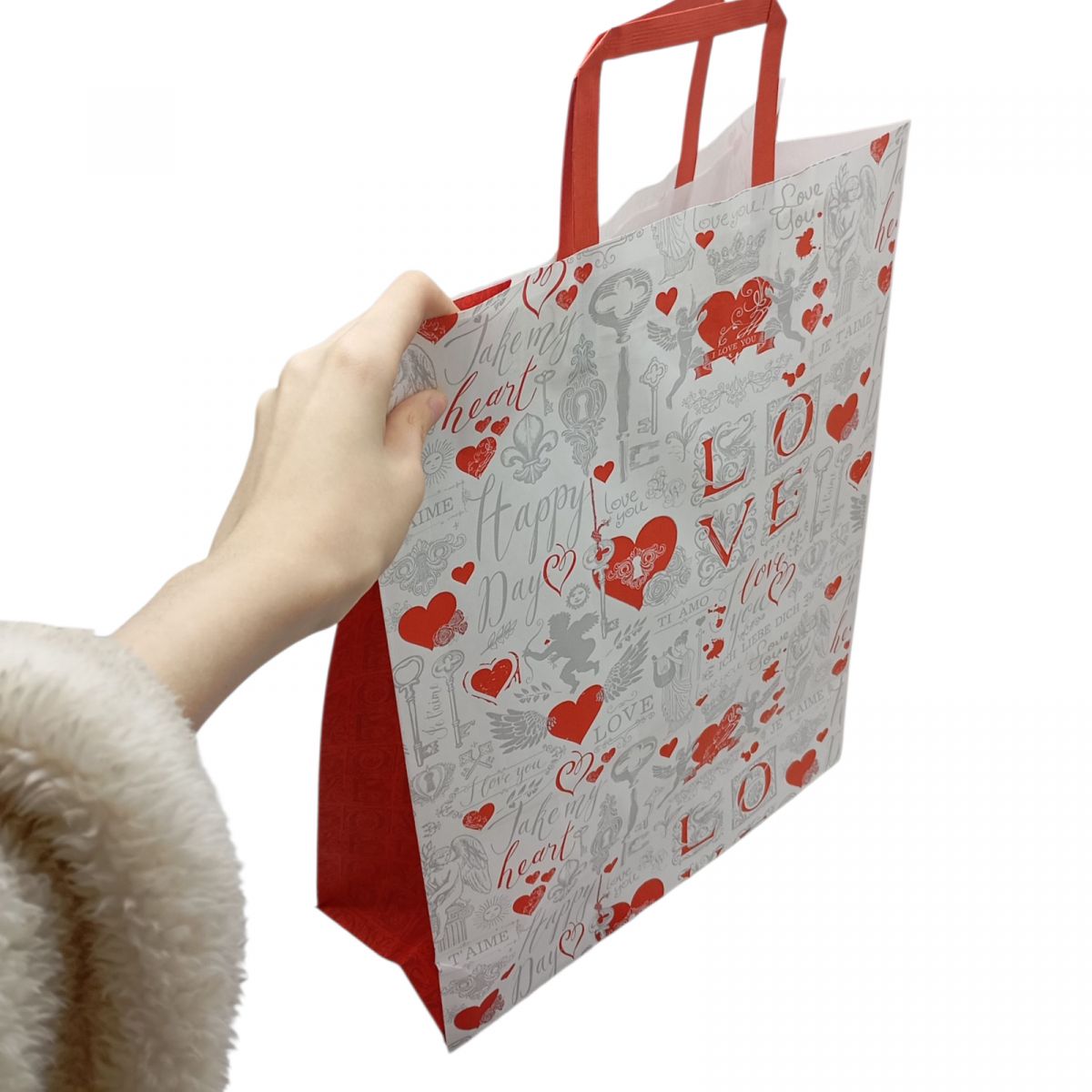 Пакет паперовий з ручками Крафт білий 32х15х42см.  фото 2