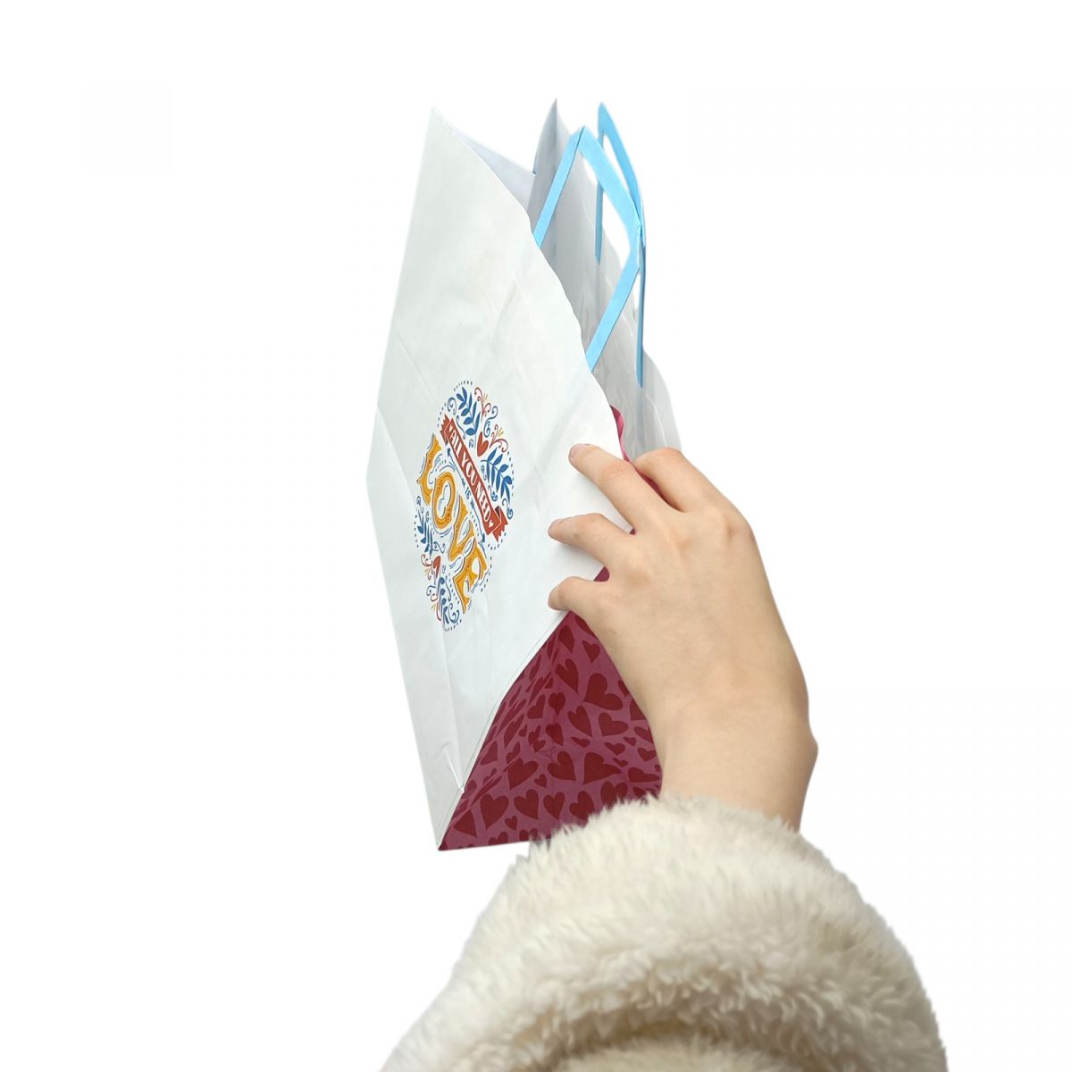 Пакет паперовий з ручками Крафт білий 32х15х30  фото 2