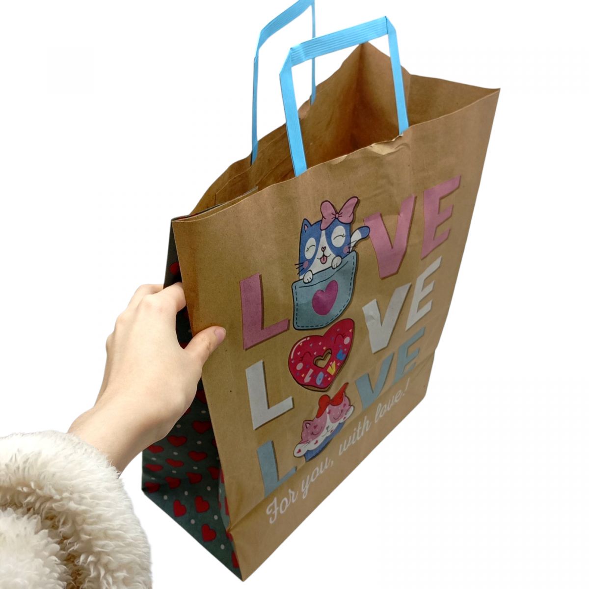 Пакет паперовий з ручками бурий 32х15х38 см.  фото 2