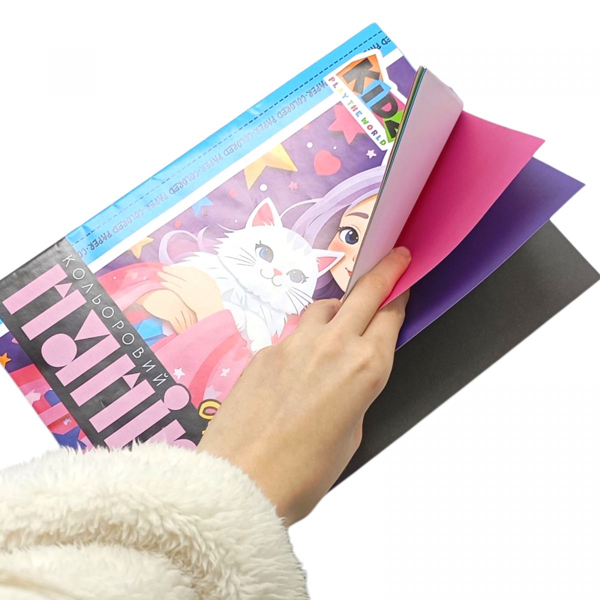 Набор цветной бумаги односторонний, офсетный 210х297 мм, 8 листов.  фото 2