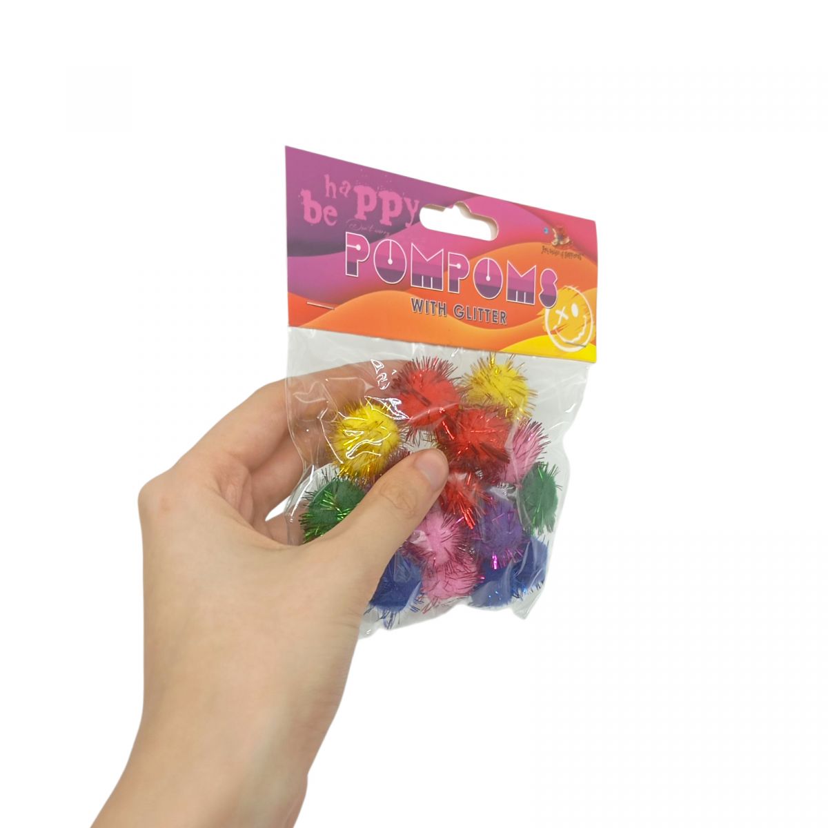 Помпони блискучі, 20мм,6 кольорів,18шт.  фото 2 Помпони блискучі, 20мм,6 кольорів,18шт.  фото 2