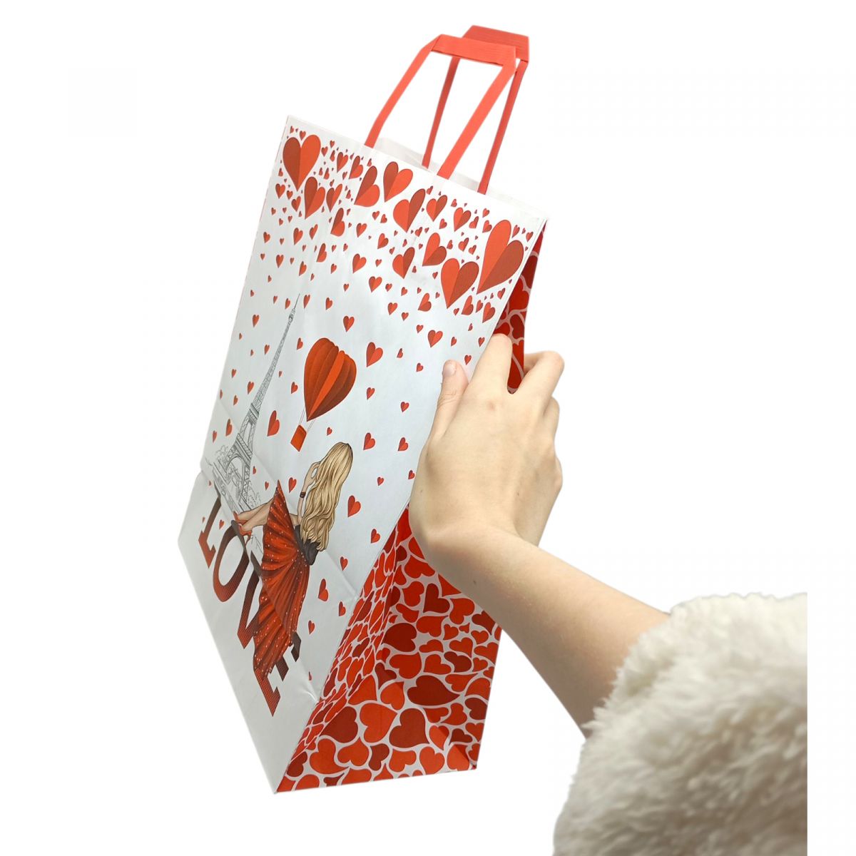 Пакет паперовий з ручками 38х32см Крафт білий (ВИД 3)  фото 2