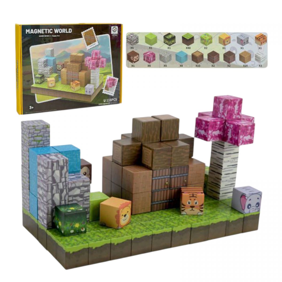Магнітний конструктор 118дет.  короб.  28*3*21см  фото 2