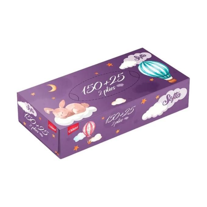 Softa Chisto Bunny Серветки косметичні сухі, 2 шари 150+25 шт  фото 2