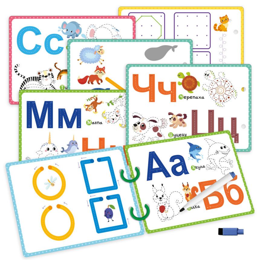 Гра розвиваюча, картки на кільцях пиши-стирай "Зебра"  фото 2