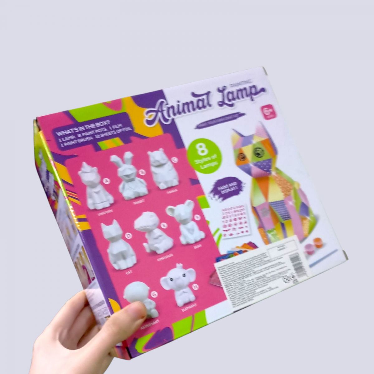 Набор для творчества "Ночник" "Мишка", подсветка, краски, кисточка, наклейки, в коробке.  фото 2