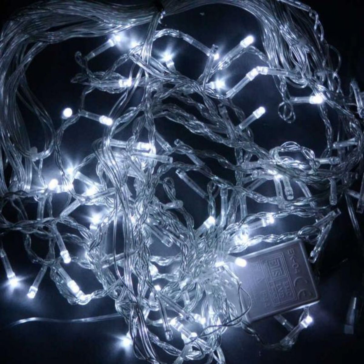 Гірлянда-штора 100 лампочок, довжина дроту 4 метри, 10 гілок, довжина гілки 44 см, від мережі 220 В, біле світло лампочок, в коробці  фото 2