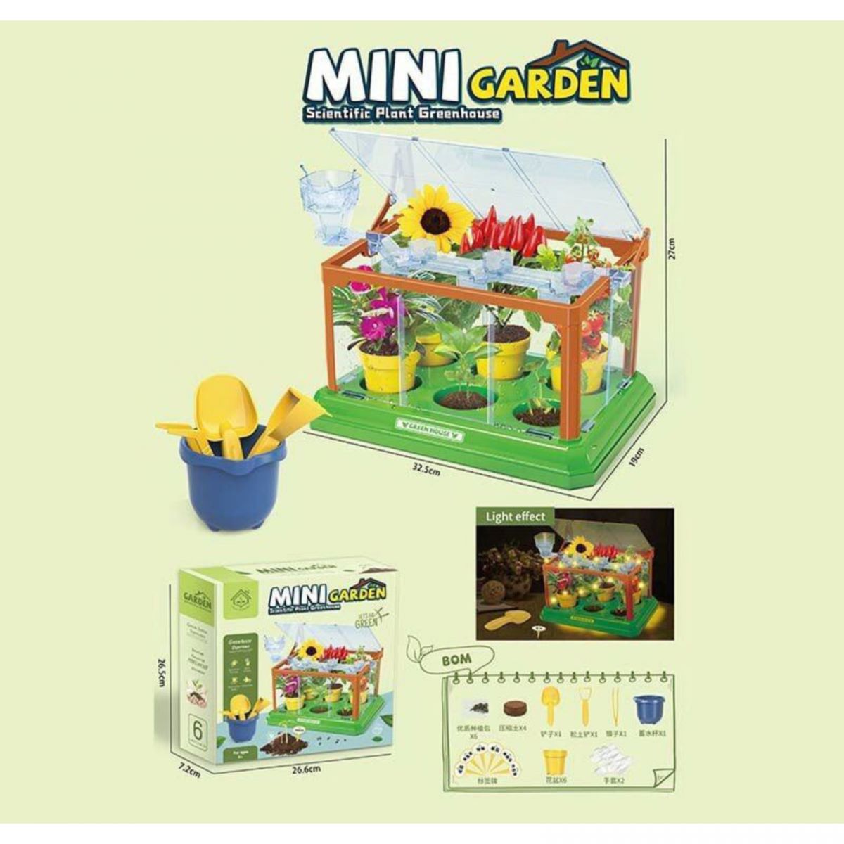 Теплица зерна, торф, горшки, наклейки, книжечка, в коробке  фото 2