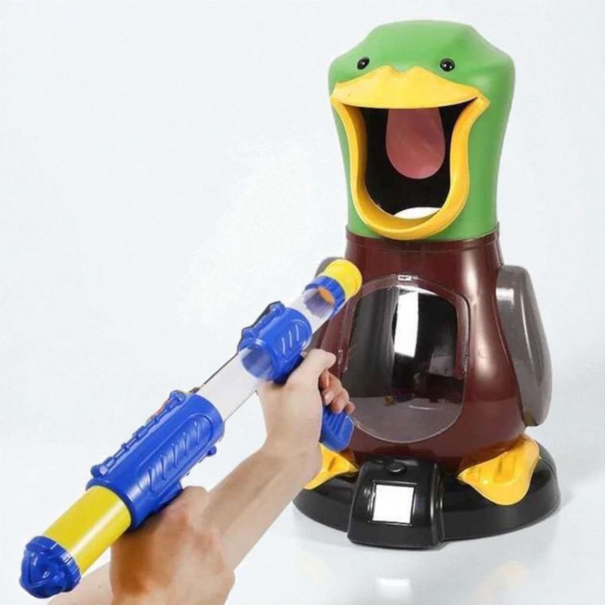 Автомат з мішенню підсвічування, звук, підрахунок балів, зброя, мʼякі кульки, в коробці  фото 2