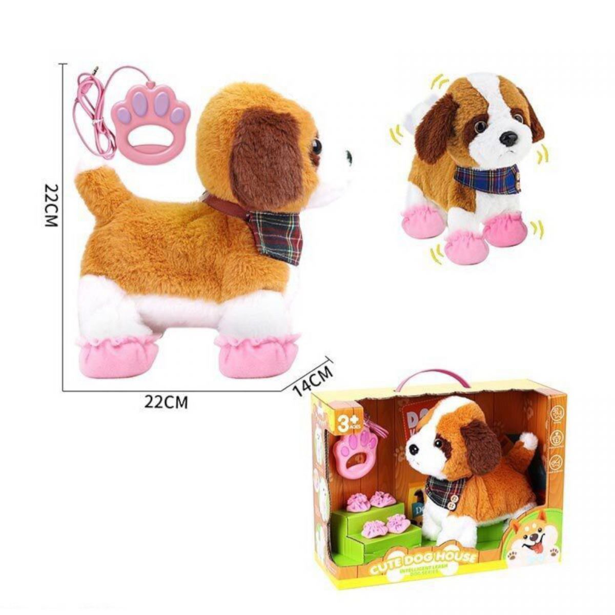 Улюбленець “Песик”, ходить, звуки, аксесуари, на повідці, рухає хвостиком, сенсорні ділянки, реагує на плескіт у долоні, на батарейках, в коробці  фото 2