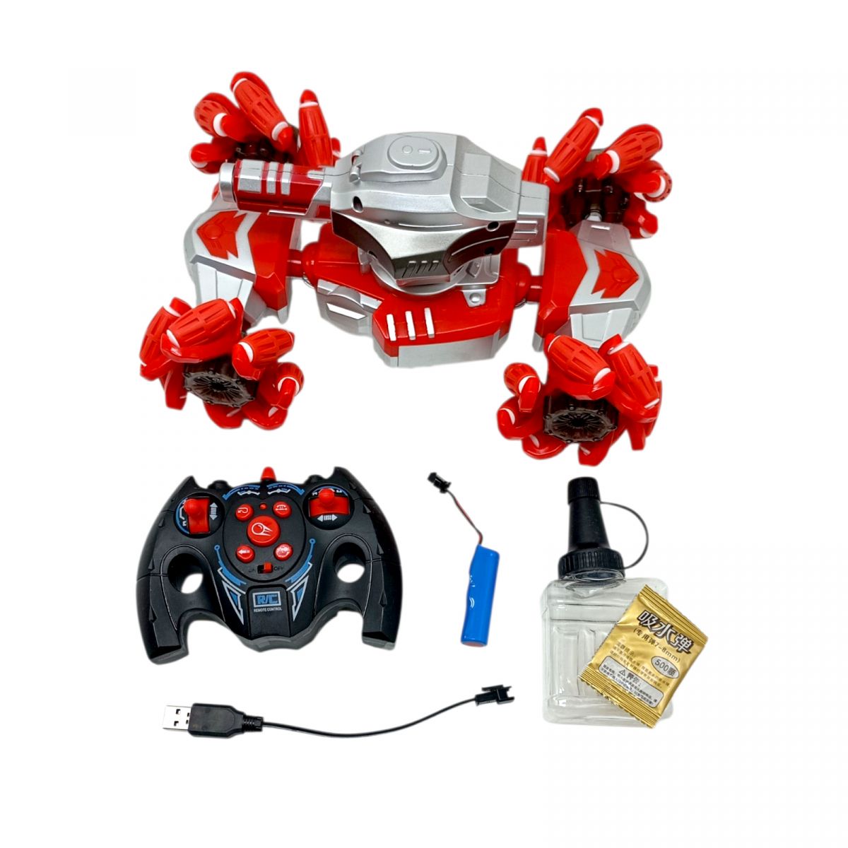 Танк на радіокеруванні, світло, стріляє орбізами, обертається на 360°, підіймає корпус, акум.  3. 7 V, роликові колеса, в коробці  фото 2