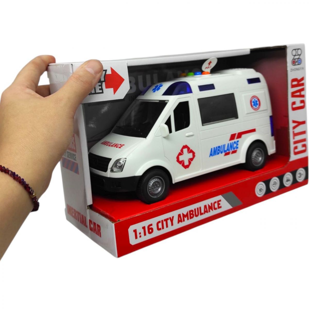 Машина "Швидка допомога" світло, звук, бризкає водою (короб, 26*11,5*16,5см)  фото 2