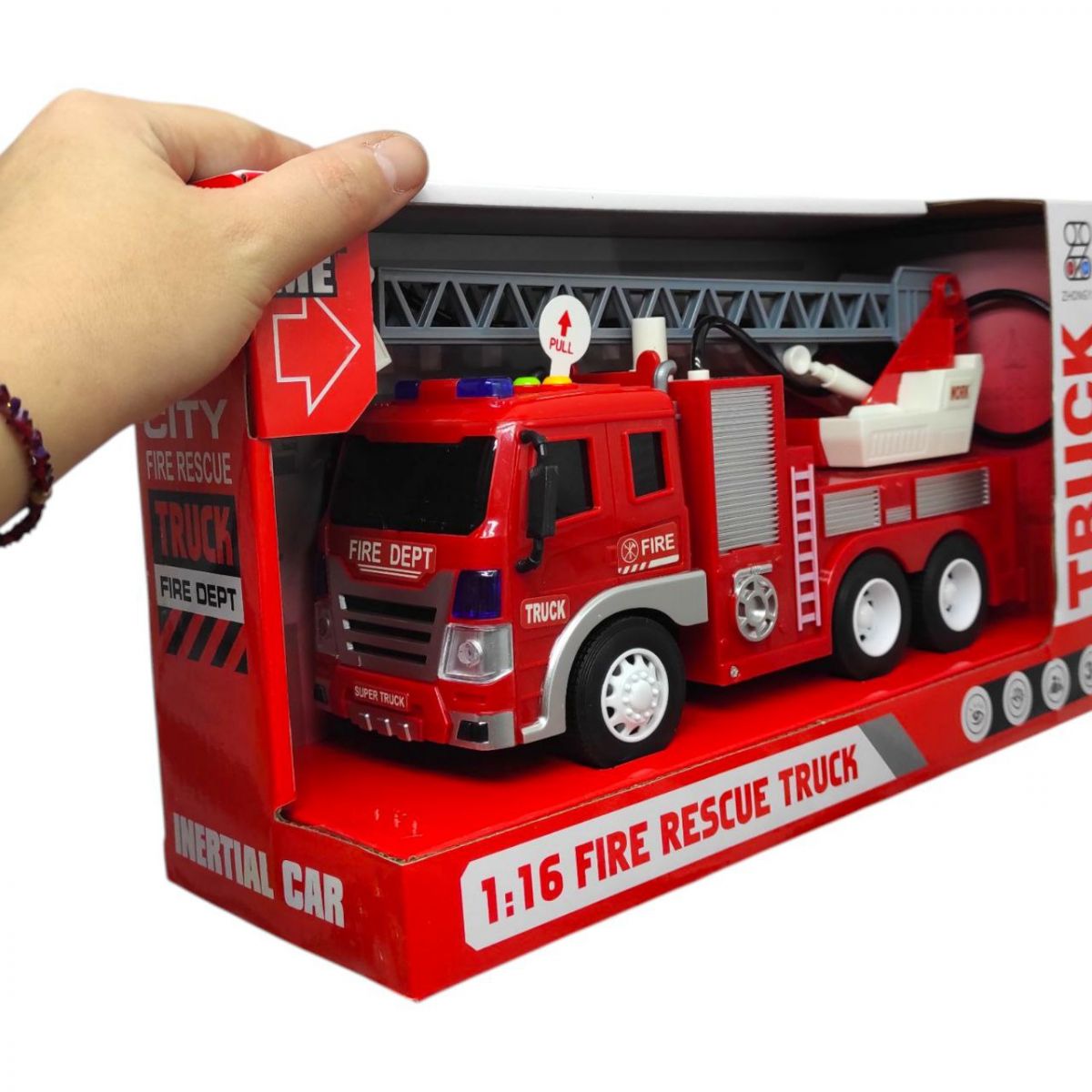 Машина "Пожежна машина" світло, звук, бризкає водою (короб.  32*11,5*18,5 см)  фото 2