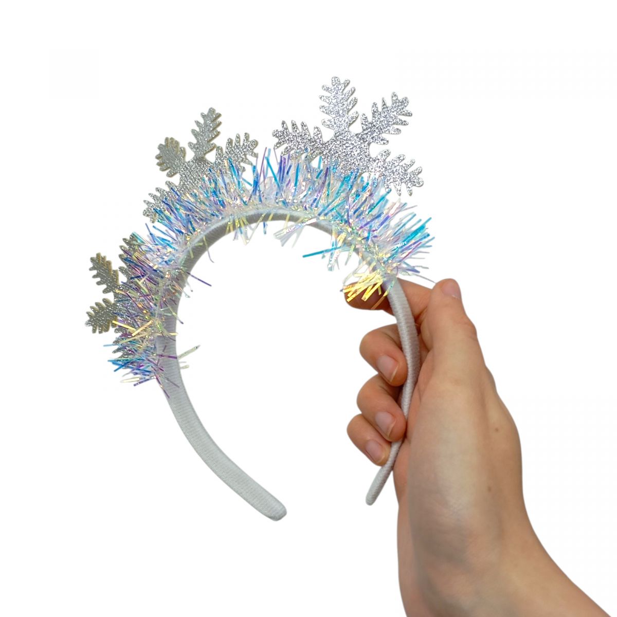 Новорічні обручі три сніжинки 19 см  фото 2