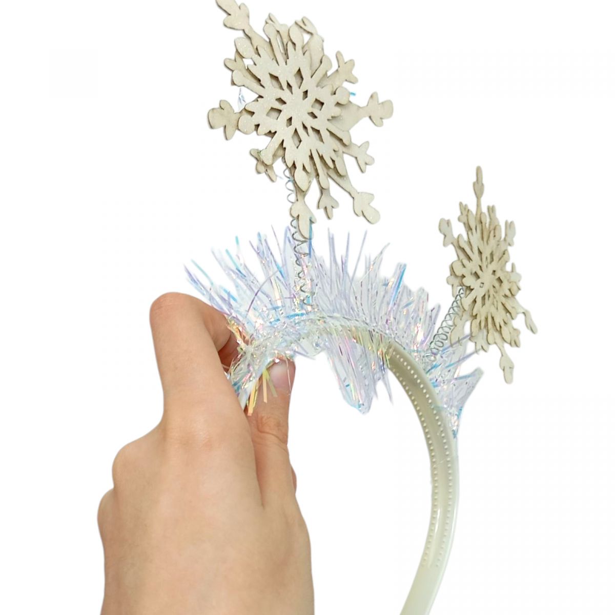 Новорічні обручі сніжинка з блискітками 24 см  фото 2