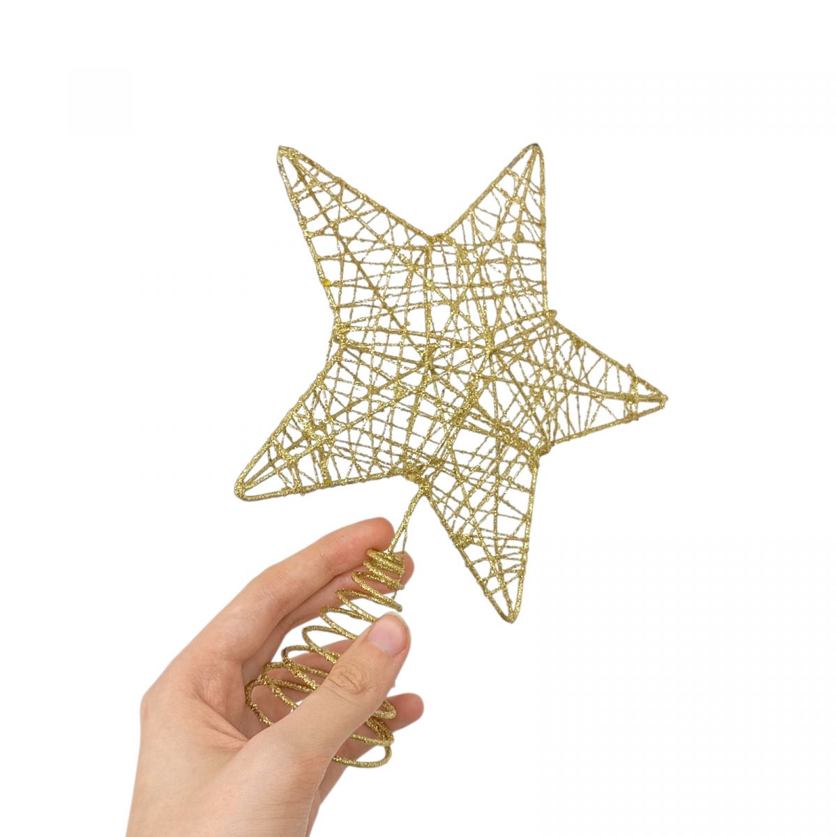 Верхушка для елки звезда золотая 23 см  фото 2