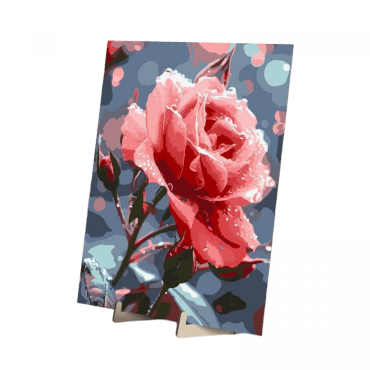 Набір для розпису по номерах 30х40 см "Роса на троянді" з деревʼяною підставкою  фото 2