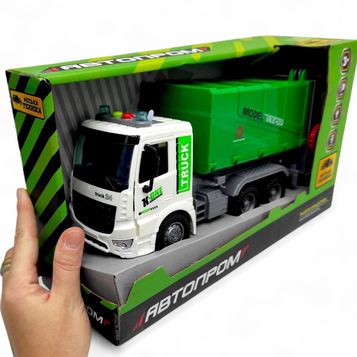 Машина на батарейках "АВТОПРОМ.  Сміттєвоз", світло, звук (33,5*19*11,5 см)  фото 2