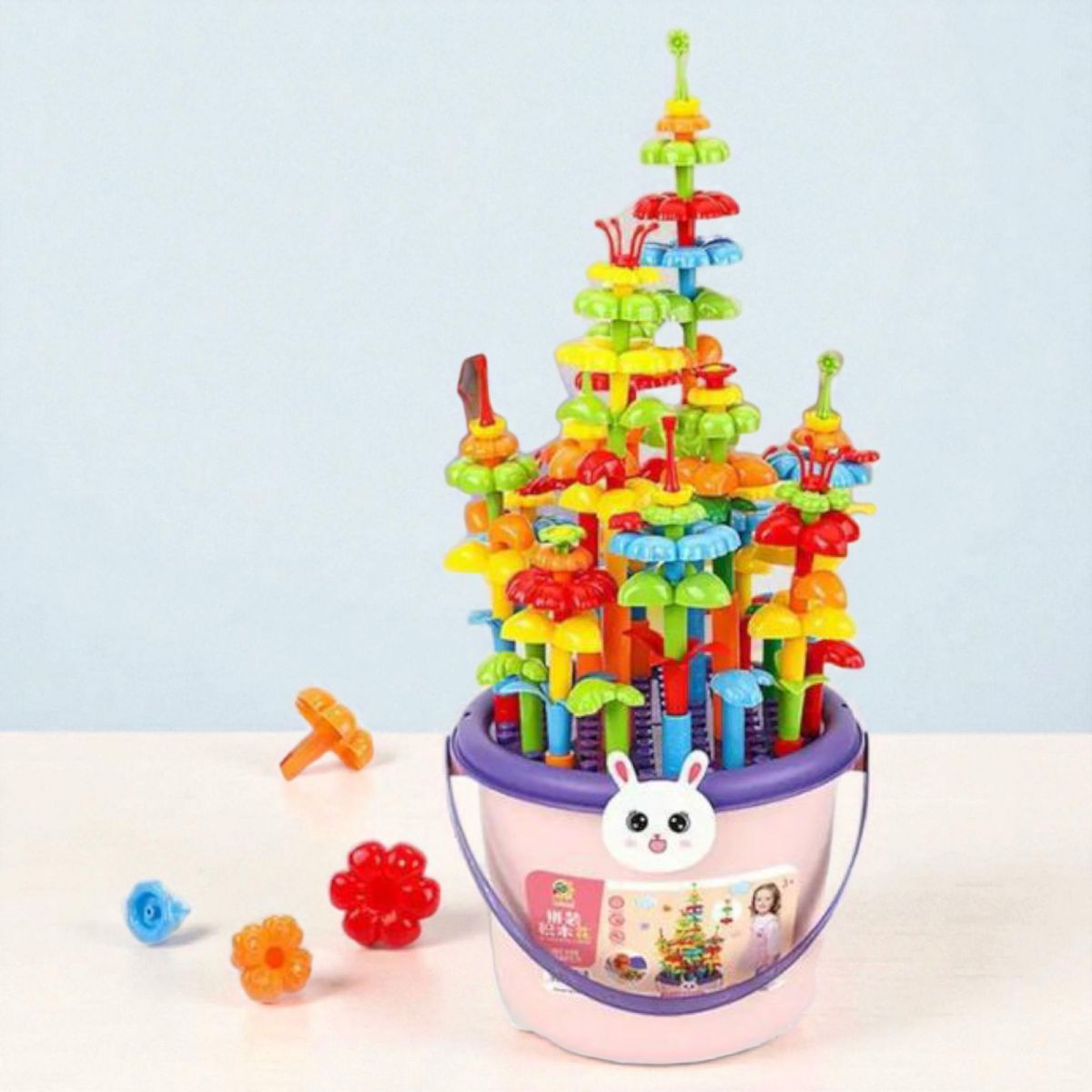 Конструктор “Квітуча галявина”, 156 деталей, наліпки, у відрі  фото 2