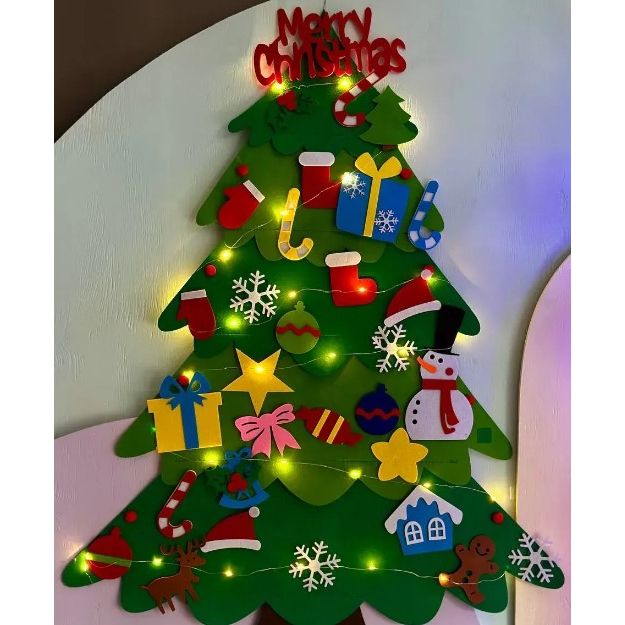 Набір для творчості “Фетрова ялинка”, іграшки на липучках + гірлянда (висота - 97 см)  фото 2