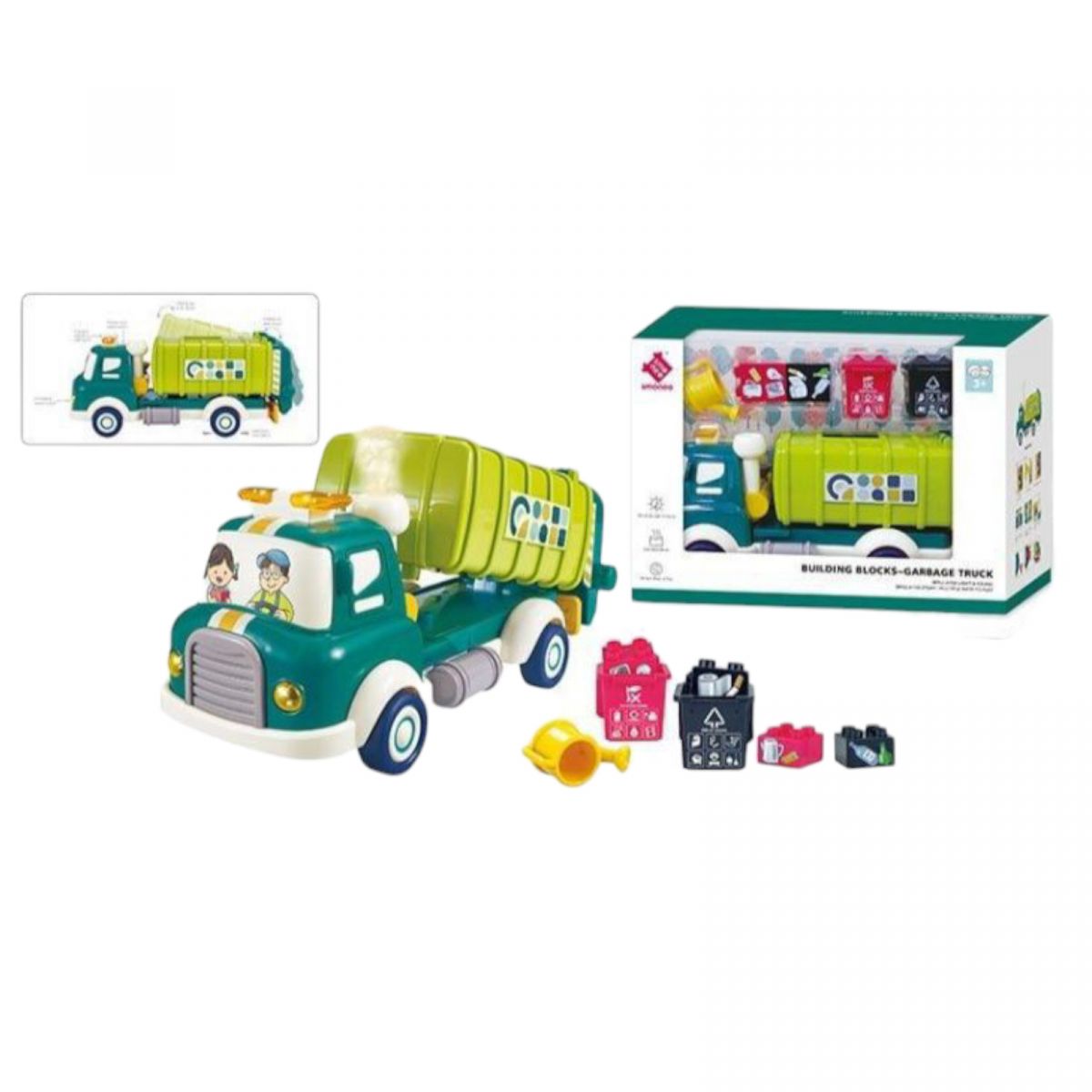 Спецтехника инерция, подсветка, звуки, парогенерация, движущиеся элементы, конструктор, на батарейках, в коробке  фото 2