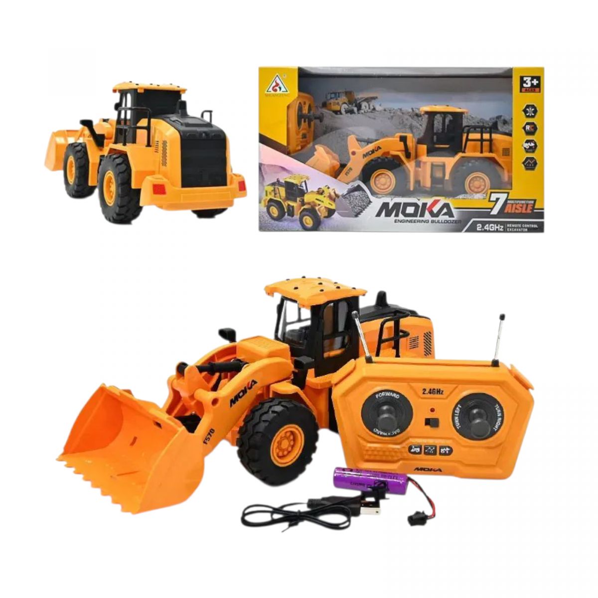 Екскаватор на радіокеруванні “Екскаватор”, гумові колеса, акум.  3. 7V, пульт 2. 4Ghz, USB-кабель, в коробці  фото 2