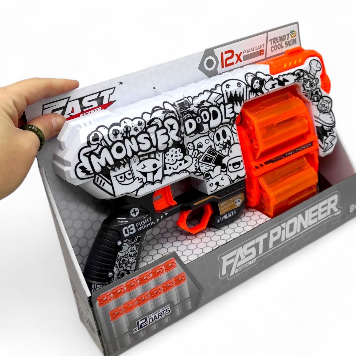 Іграшковий пістолет (бластер) з мʼякими патронами (30,5х18 см, коробка - 32х6,5х22 см)  фото 2