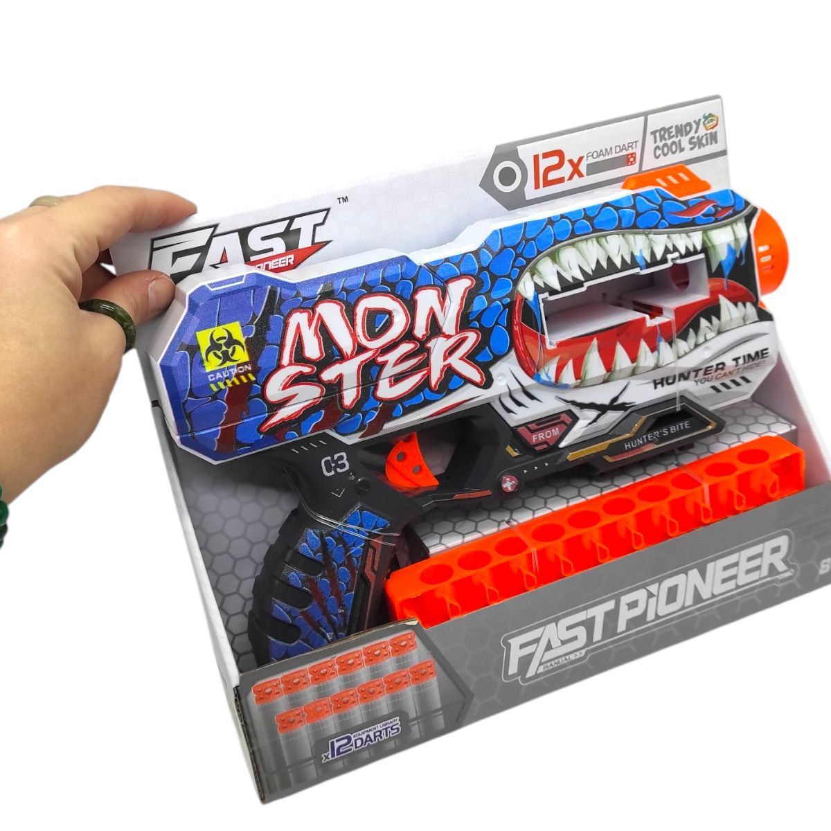 Іграшковий пістолет (бластер) з мʼякими патронами (28х17 см, коробка - 28х6,5х22 см)  фото 2