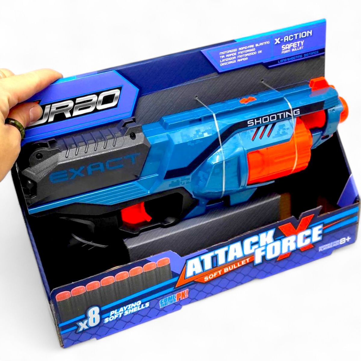 Іграшковий пістолет (бластер) з мʼякими патронами (26 х15 см, коробка - 26,5х5х18,5 см)  фото 2