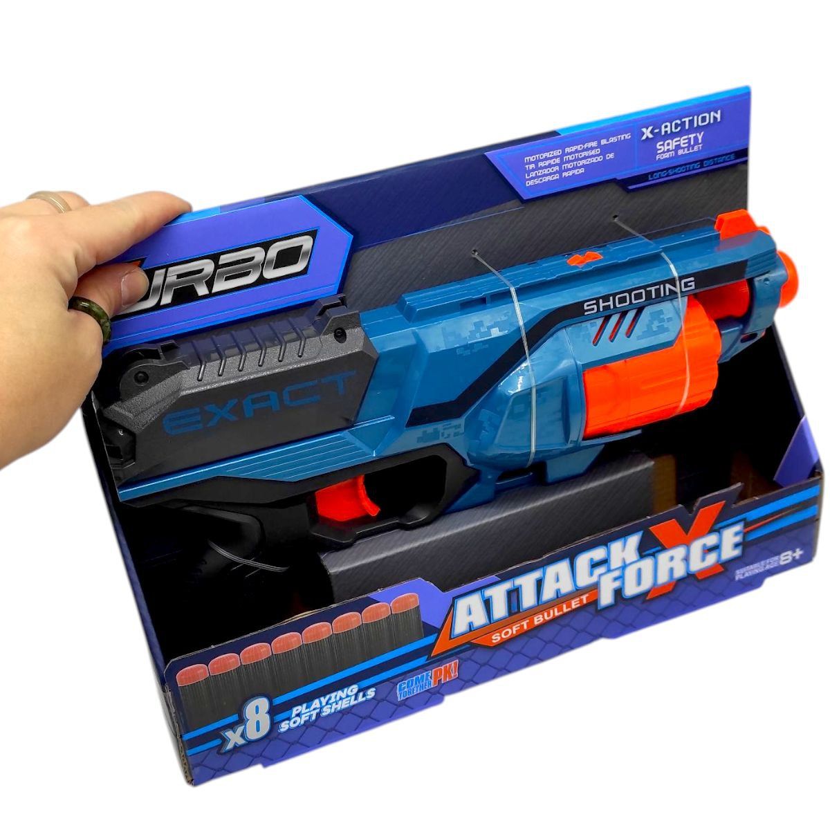 Іграшковий пістолет (бластер) з мʼякими патронами (31х 19 см, коробка - 32х7х22 см)  фото 2