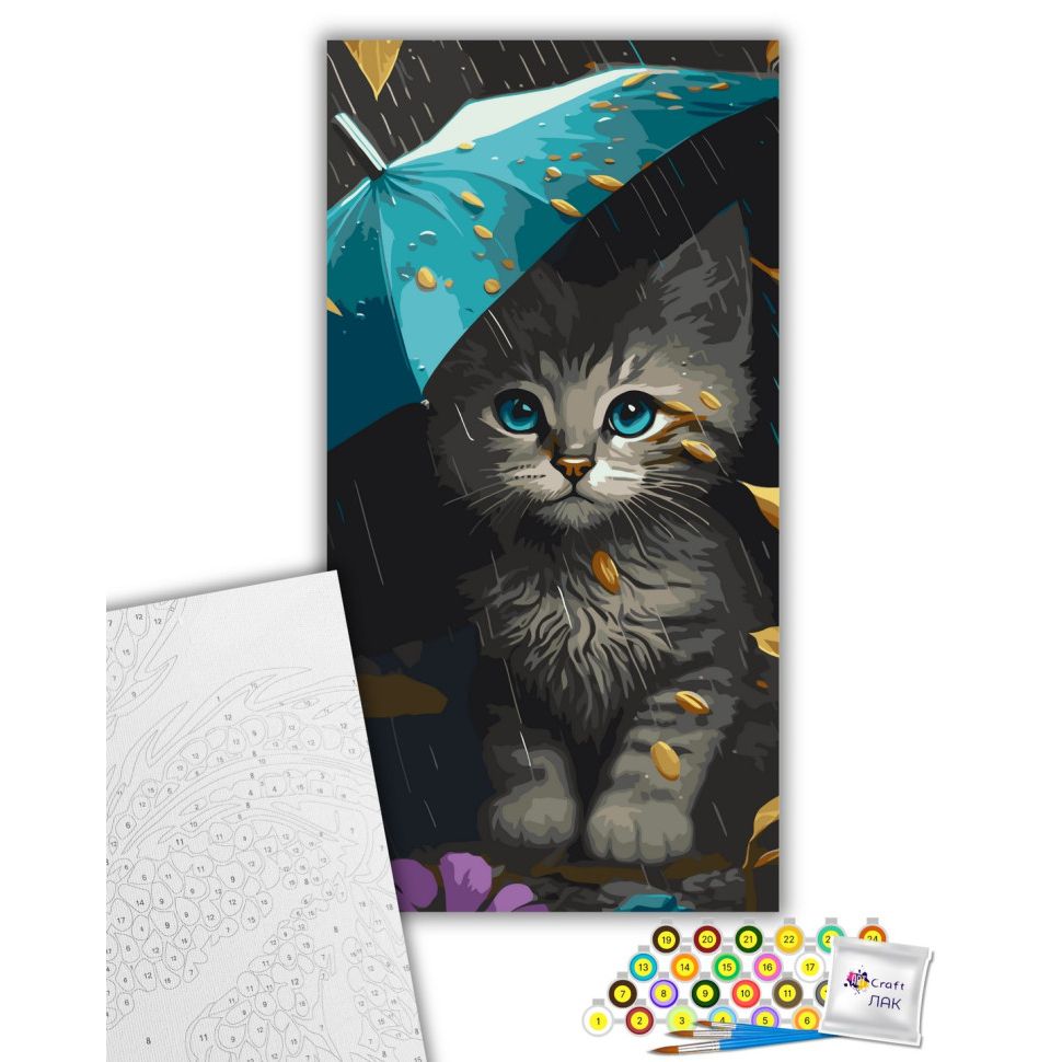 Картина за номерами "Миле кошеня" 40х80 см  фото 2