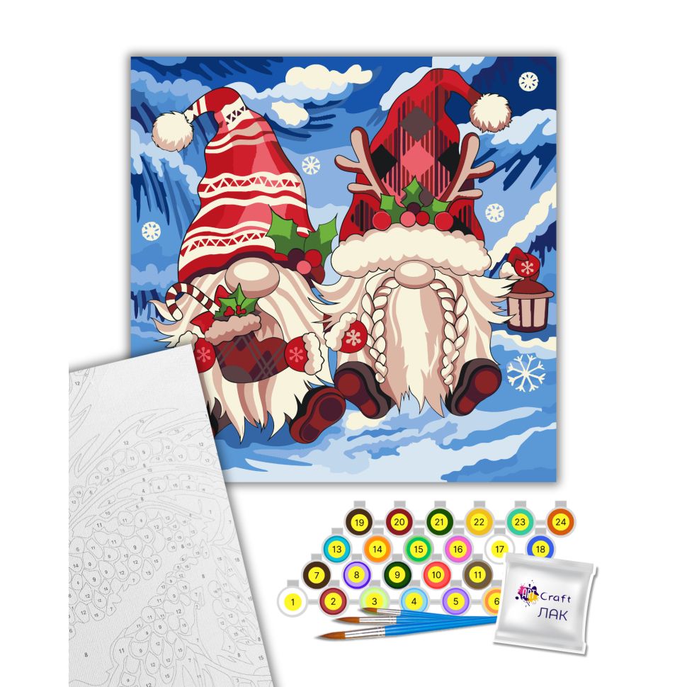 Картина за номерами "Різдвяні гноми" 40х40 см  фото 2