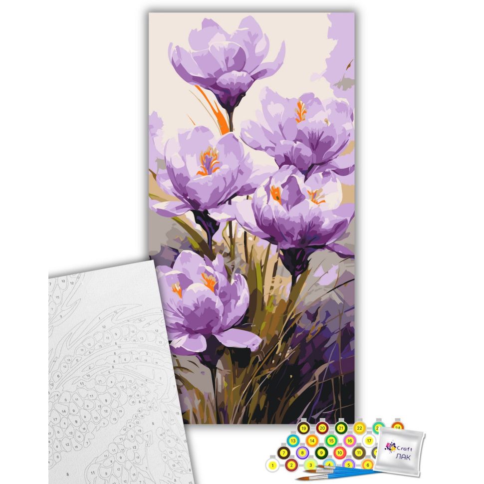 Картина за номерами "Крокуси" 40х80 см  фото 2