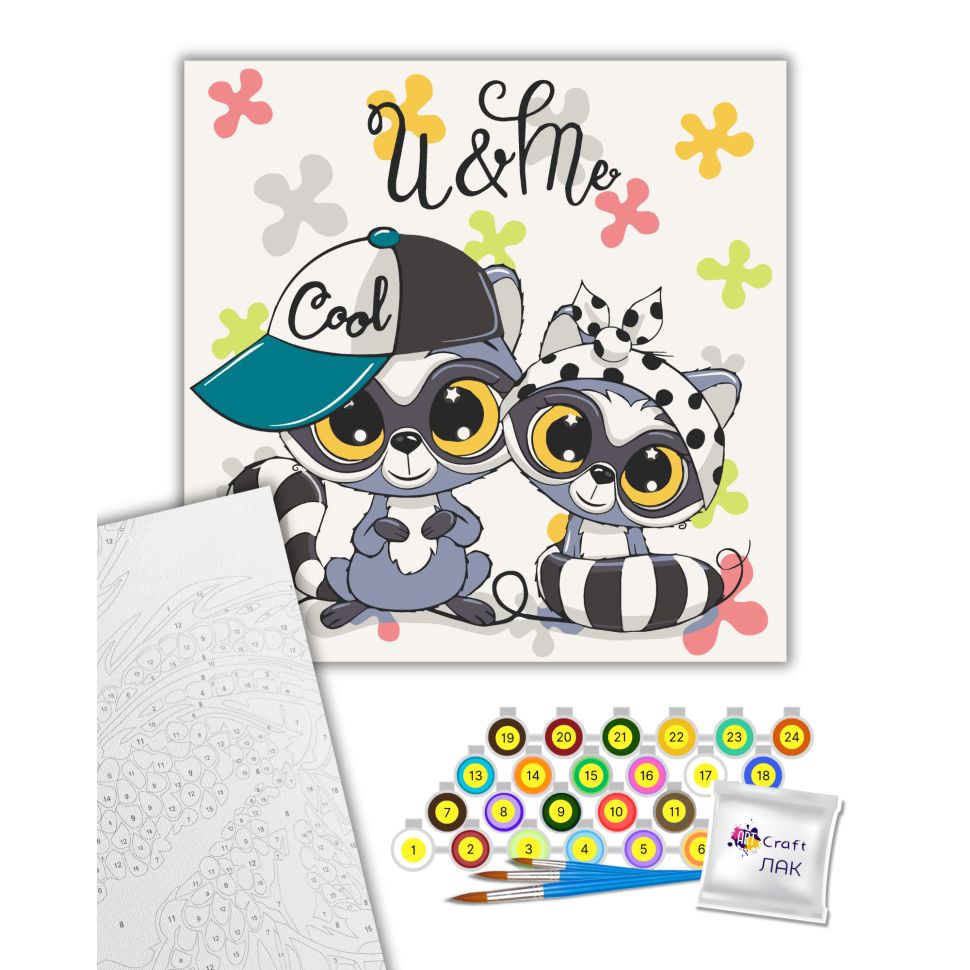 Картина за номерами "Круті єноти" 30х30 см  фото 2