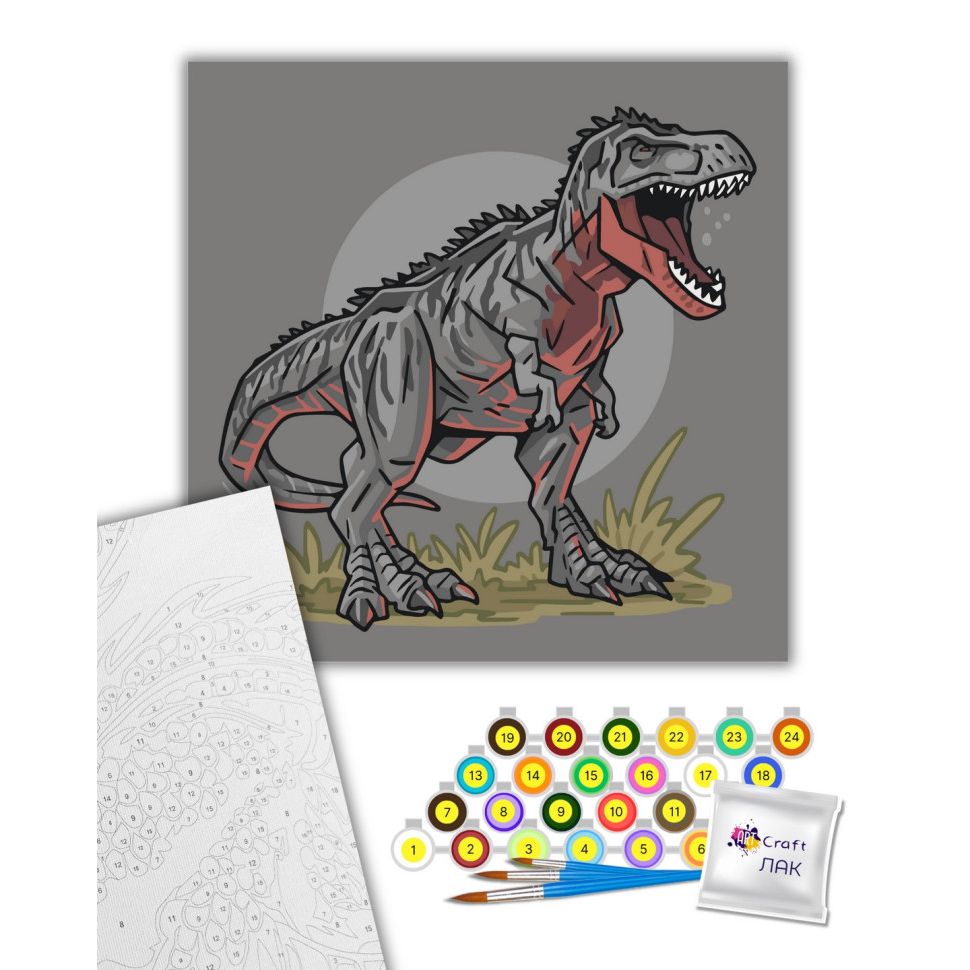 Картина за номерами "Гіганотозавр" 30х30 см  фото 2