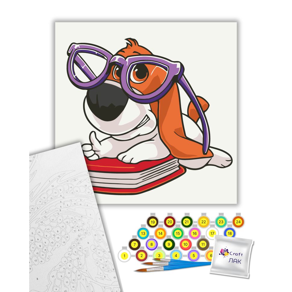 Картина за номерами "Песик Розумник" 30х30 см  фото 2