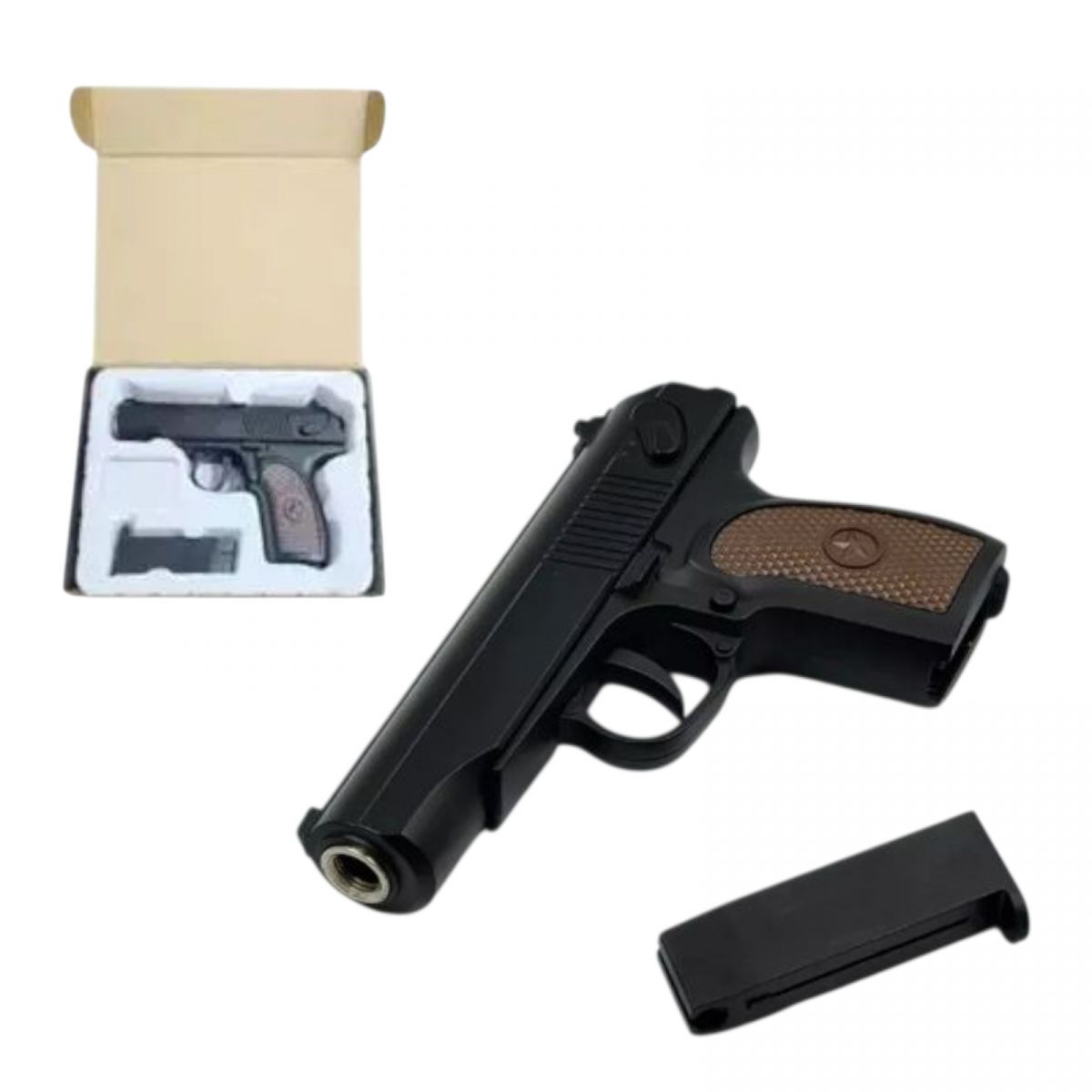 Пистолет мет.  шарики в короб.  18*13*3 см  фото 2