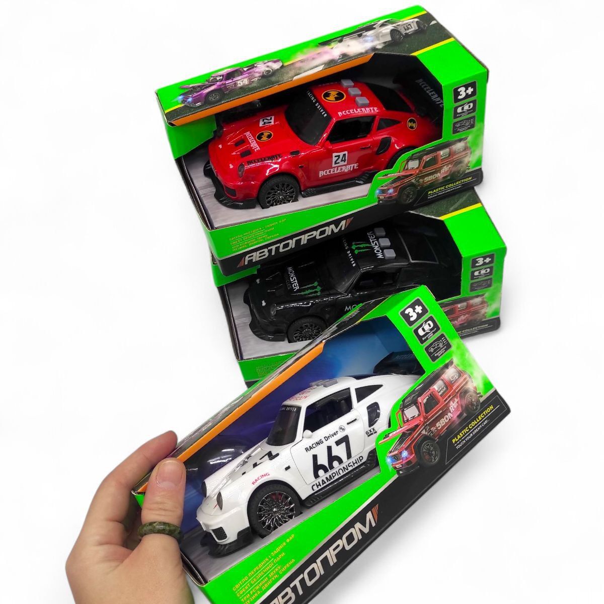 Машина пластиковая "АВТОПРОМ, PORSCHE", БЕЛЫЙ (коробка - 19х9х9 см)  фото 2