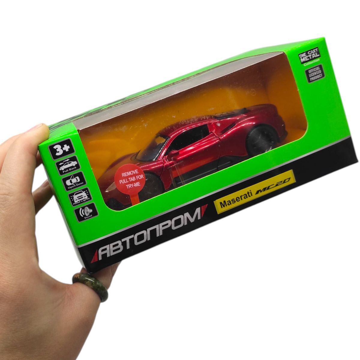 Машинка металлическая "АВТОПРОМ, 1:33 Maserati MC20" (КРАСНАЯ) коробка - 18х8х9 см  фото 2