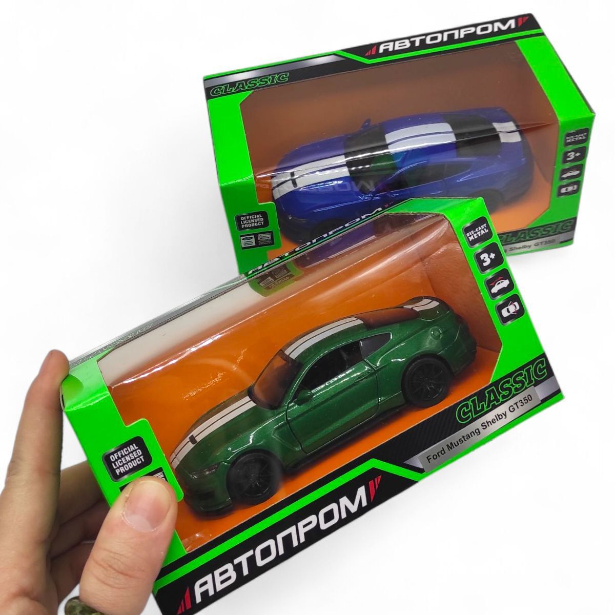 Машинка металлическая "АВТОПРОМ 1:36 MUSTANG", ЗЕЛЕНЫЙ (коробка - 15,5х7х8 см)  фото 2