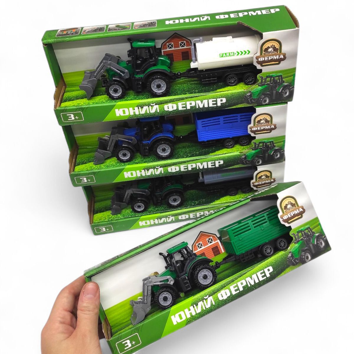 Зелений трактор з сірою бочкою  фото 2