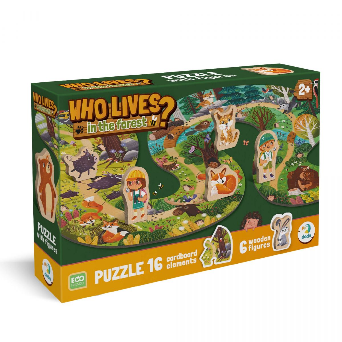 Пазл «Хто живе в лісі?» (16 картонних деталей + 6 дерев'яних фігурок)  фото 2