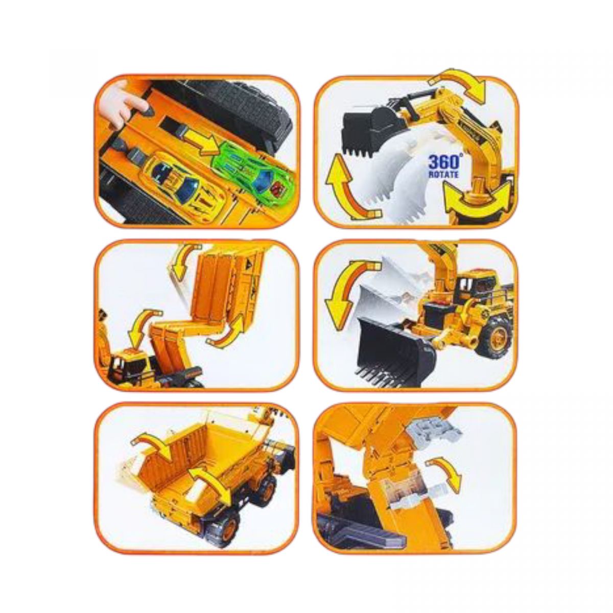 Екскаватор-паркінг з метал. машинками(2шт. ) та аксес. батар. муз. світло. кор. 49,6*17*21,5 см.  фото 2