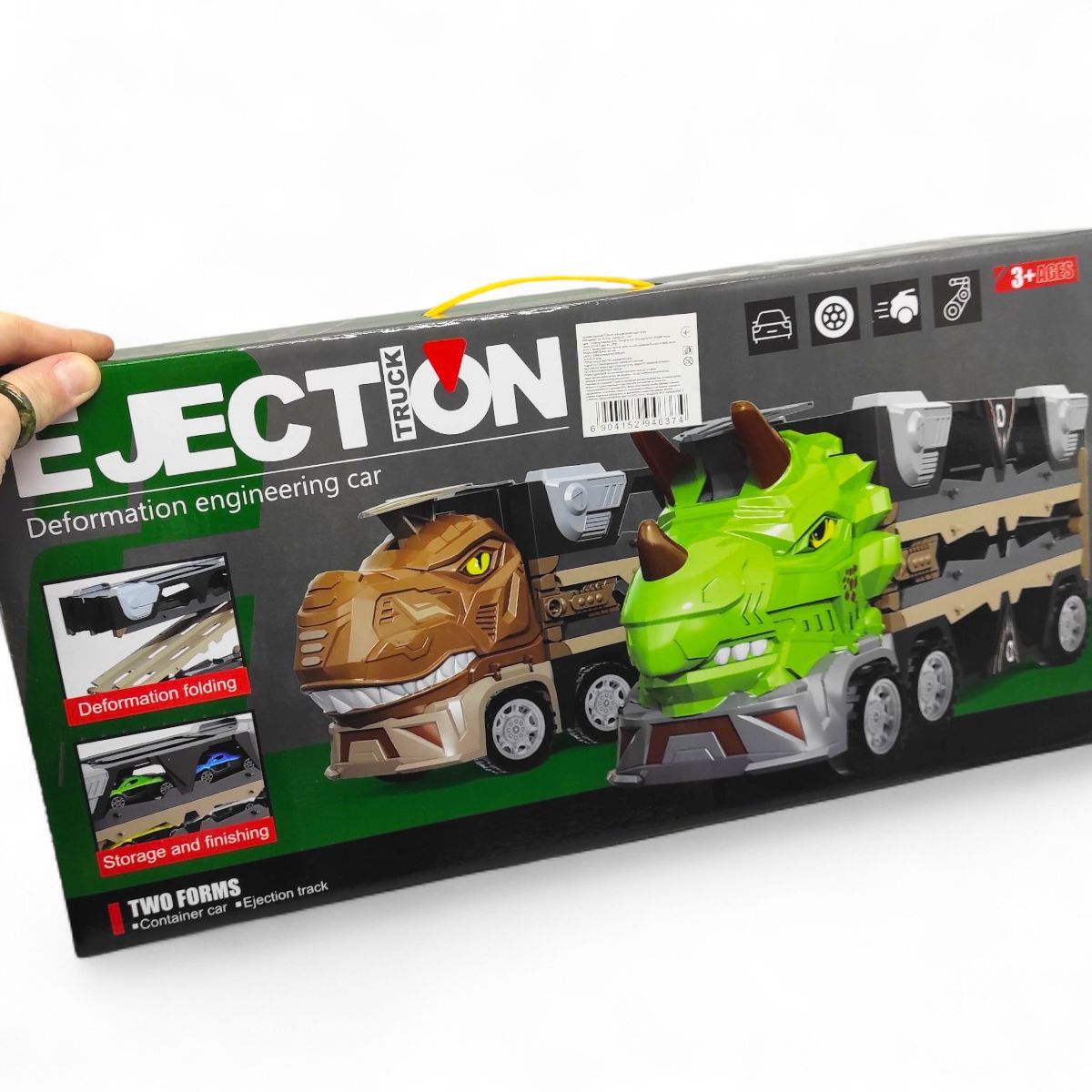 Трейлер-монстр-трек "Динозавр" запуск з металевими машинками (кор. 46,5*11*23 см)  фото 2