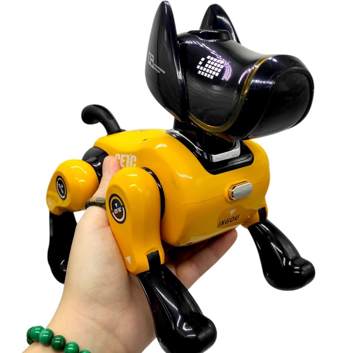 Песик на радіокеруванні (акум.  3,7 V, пульт 2,4 Ghz, музика, підсвічування, звуки, USB-кабель, сенсорний датчик, історії англійською мовою, танцює, виконує команди, регулювання гучності; коробка - 27х25х16 см (жовтий)  фото 2