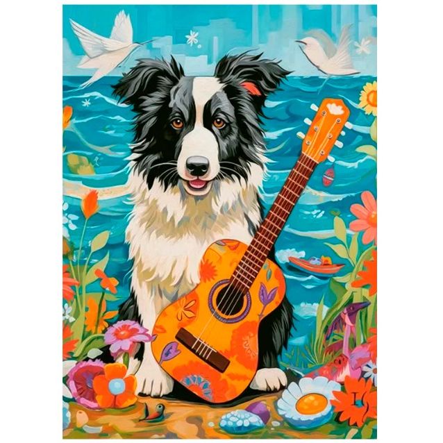 Пазли "Коллі, гітара та море" 100 елементів  фото 2