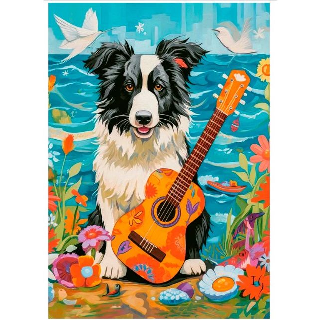 Пазли "Коллі, гітара та море" 500 елементів  фото 2